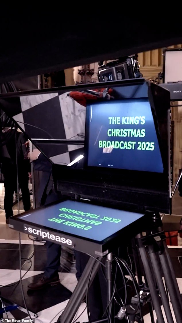 The 12-second video shows behind the scenes of the Monarch preparing his message