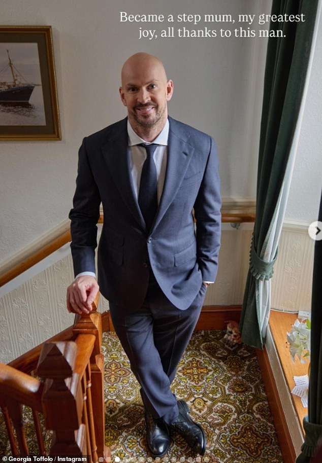 She also shared her gratitude for becoming a stepmum to James's children as she penned: 'Became a stepmum, my greatest joy, all thanks to this man'