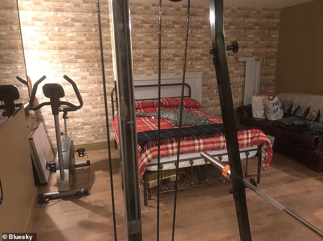 Another's, contained in an annexe (pictured), was a bizarre dumping ground for gym equipment, several large industrial freezers, a model shark - and some neatly lined up pumpkins