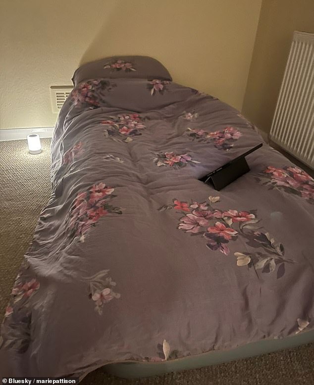 A newly minted vicar also shared her rudimentary set-up (pictured) in her empty vicarage, as she prepares to lead midnight mass and an early morning service on Christmas Day