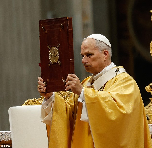 Before, the pope spoke in front of St Peter's basilica to offer Christmas wishes and thank those who had come to follow the mass on outdoor screens in the rainy weather