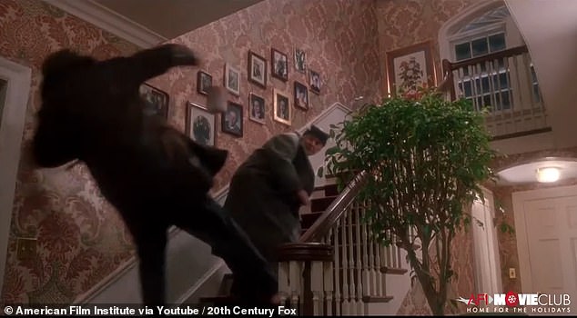 Columbus said this stunt in which rubber paint cans were thrown at the stuntmen particularly scared him