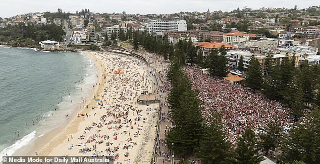 Drone footage shows Coogee teeming with visitors as Sydneysiders flocked to the seaside