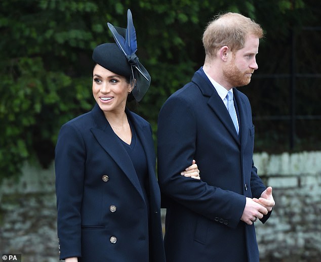 Prince Harry and Meghan 'looked isolated, ignored and awkward while all the other royals set about doing their crowd-meets or inter-family chats,' outside of St Mary Magdalene Church, according to Ms James