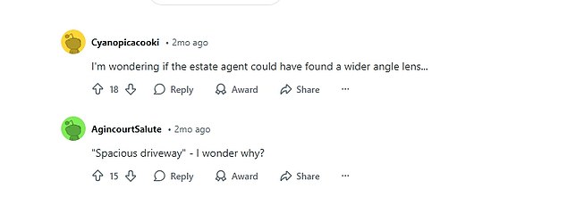 The listing also drew the ire of notorious property trolling group 'Spotted on Rightmove'