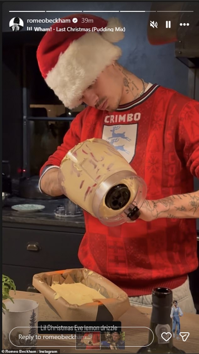 During the night Romeo also whipped up a lemon drizzle cake while his girlfriend Jackie Apostel joined the festivities