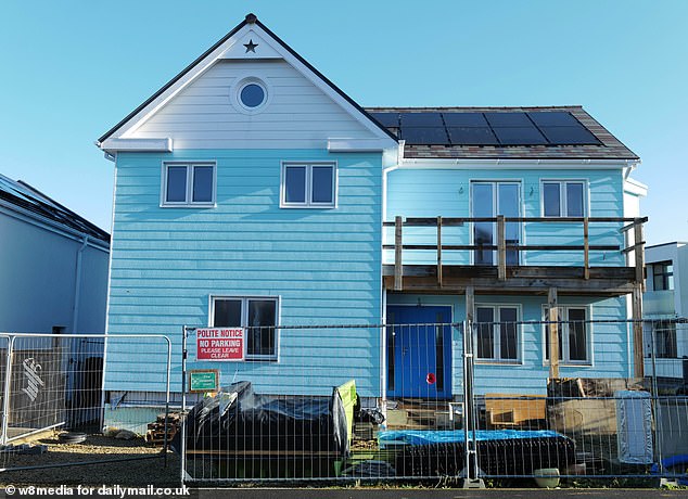 Complete with a basement, startling blue rendering and spikey turrets, one property (pictured) has turned a few heads for the worse