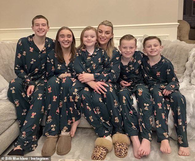 Billi Mucklow and her children meanwhile opted for matching teddy bear pyjamas as they posed together for a sweet snap