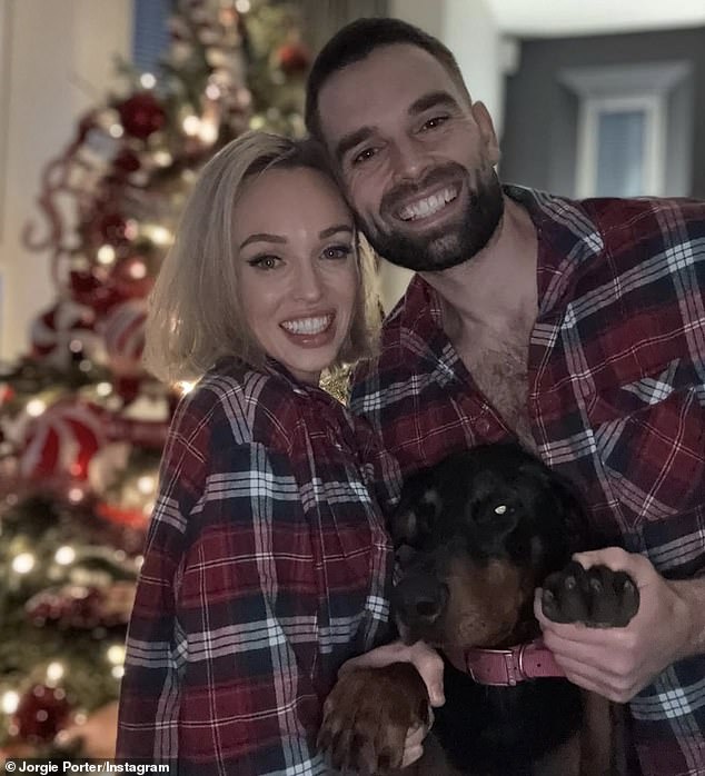 Hollyoaks' Jorgie Porter and fiancé Ollie Piotrowski were also matching