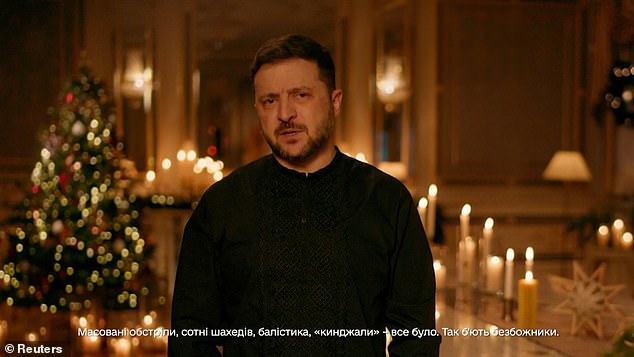 In a Christmas address, Volodymyr Zelensky said he wished Putin dies