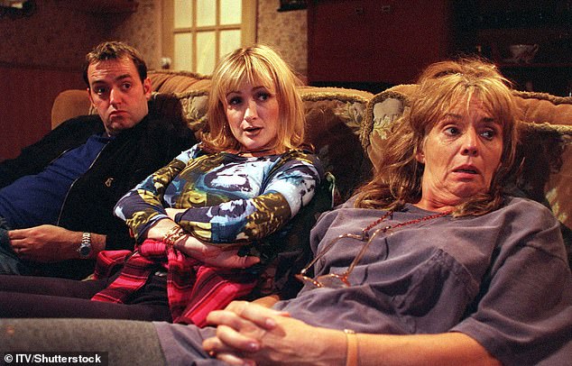 The iconic actress and writer tragically passed away at the age of 52 In July 2016 following a battle with cancer (L-R) Craig cash, Caroline and Sue in The Royle Family in 1999