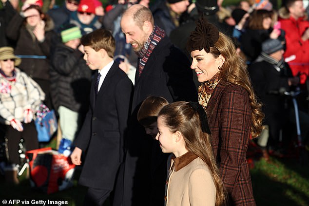 Kate and William were joined by their children Prince George, 12, Princess Charlotte, 10, and Prince Louis, seven