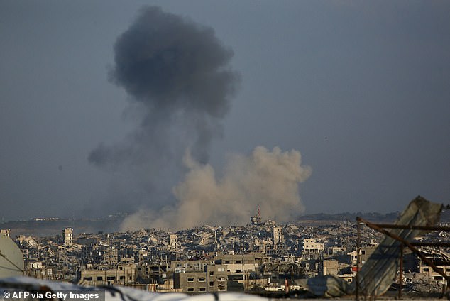 This picture taken from west of Jabalia in the Gaza Strip shows smoke rising after explosions carried out by the Israeli army inside the Green Line, northeast of Beit Lahia on December 24, 2025