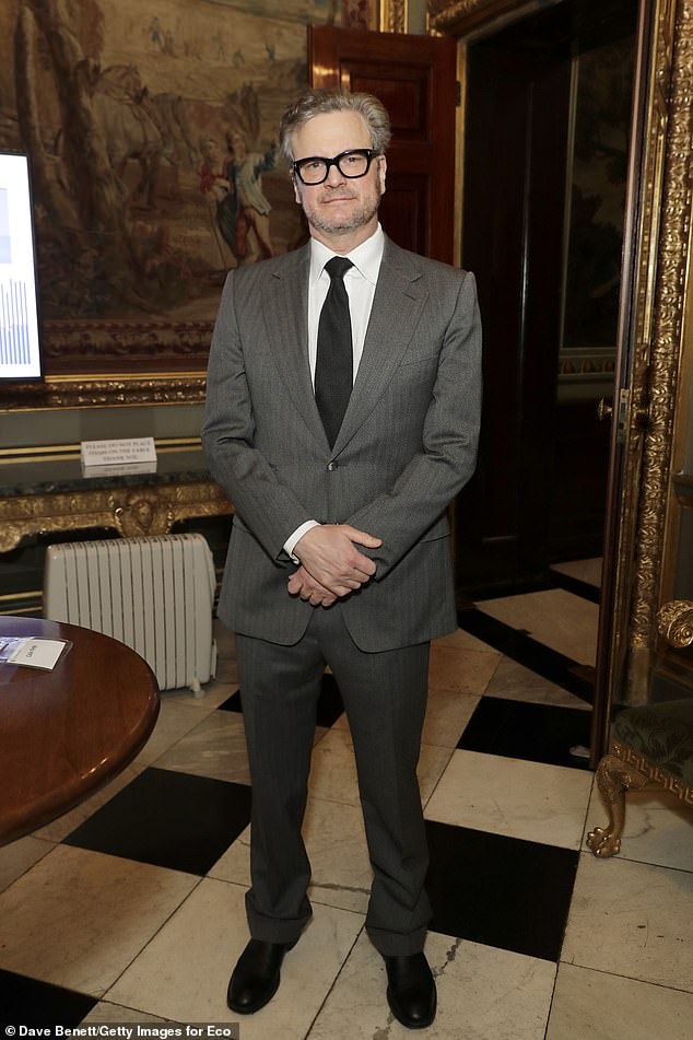 Actor Colin Firth has claimed playing Mr Darcy in Pride and Prejudice wasn't 'helpful' to his career because it led to him being typecast. Pictured, last month