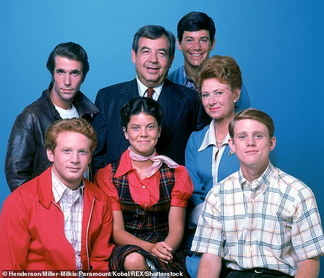 Happy Days ran from 1974 to 1984 and also starred Tom Bosley, Anson Williams, Marion Ross, Donny Most, Erin Moran and Ron Howard