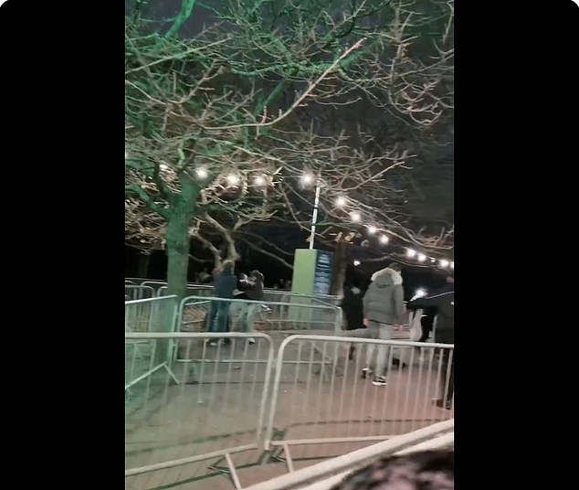 Violence broke out at Winter Wonderland on Christmas Eve with violent yobs tearing down barriers, punching and aggressively grabbing each other