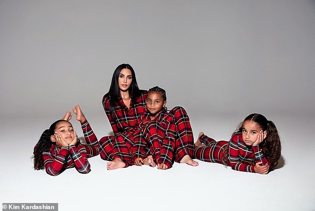 Appearing in the photos were three of Kardashian's four kids - Saint, 10, Chicago, 7, and Psalm, 6 - along with family members including Khloé Kardashian's children True and Tatum and Rob Kardashian's daughter Dream