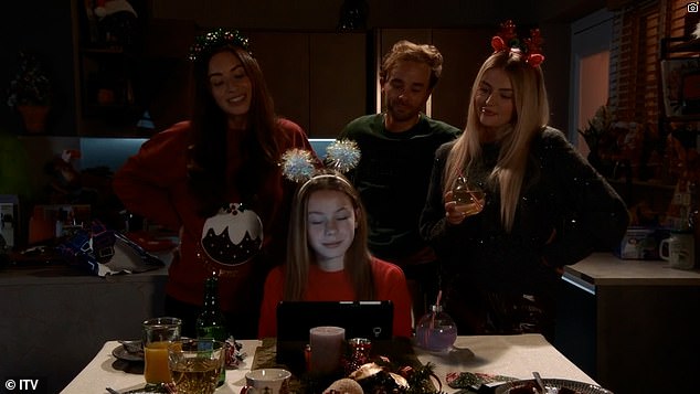 Gail's family - including son David, daughter-in-law Shona and grand-daughter Bethany - gathered to watch her message