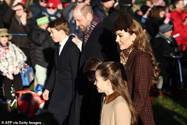 Kate and William were joined by their children Prince George, 12, Princess Charlotte, 10, and Prince Louis, seven