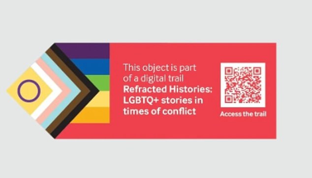 Created to mark the 25th anniversary since the Government lifted its ban on gay people serving in the Armed Forces, the new digital tour tells 'personal stories from the LGBTQ+ community' in times of war (pictured: QR code for the tour)