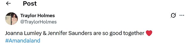 Writing online, fans were delighted by Jennifer's role in the festive episode, as well as by seeing her and Joanna, 79, back on-screen together