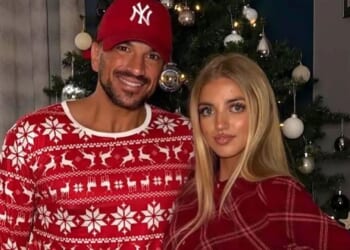 Princess and Junior pose with Peter Andre and wife Emily in matching PJs for loved-up Christmas Day snaps