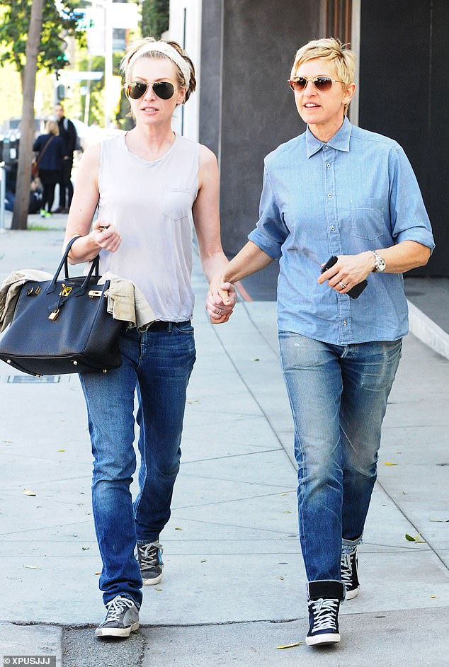Ellen DeGeneres has stepped out in coordinating looks with wife Portia de Rossi on various occasions; seen above in 2014 in West Hollywood