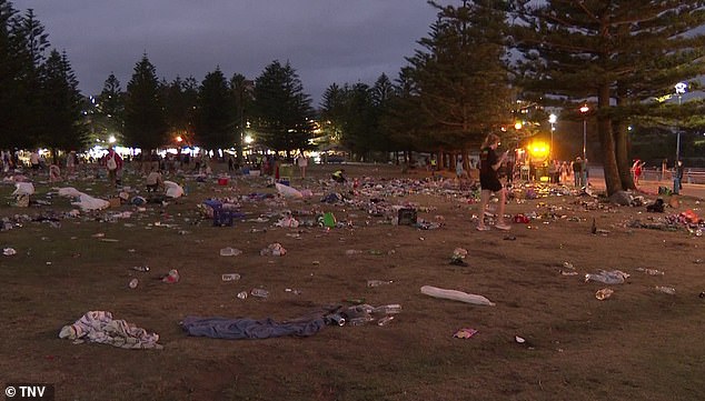 Bottles of alcohol, blankets, leftover cooler bags, plastic bottles and food were left behind