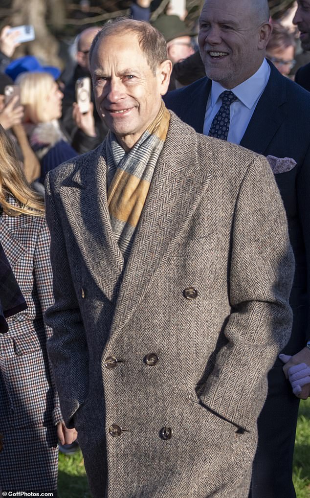 The Duke of Edinburgh (pictured) was also present, with his wife Sophie, Duchess of Edinburgh