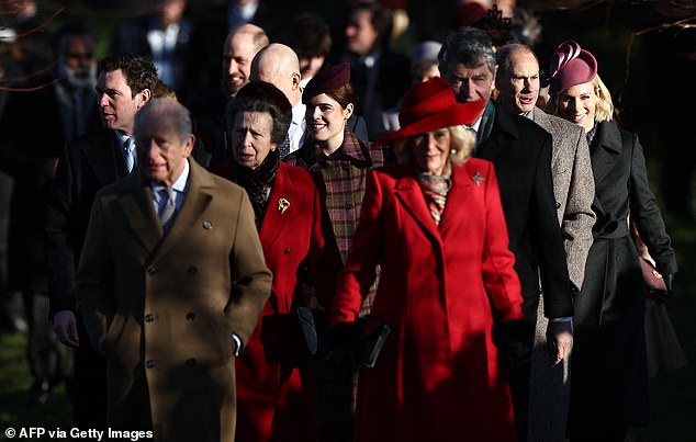 Princess Anne (centre left) was accompanied by her daughter, Zara Tindall (far right), and grandchildren
