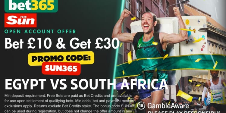 £30 bonus for Egypt vs South Africa with SUN365