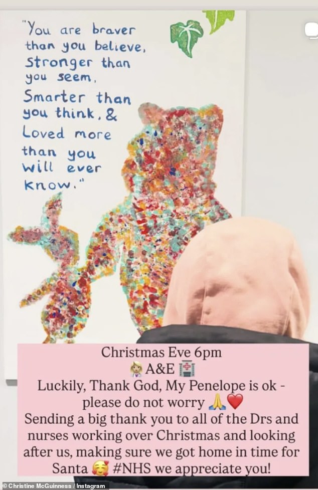 While assuring Penelope is now okay and returned home in time for Christmas, Christine shared the scary ordeal in an Instagram post on Thursday