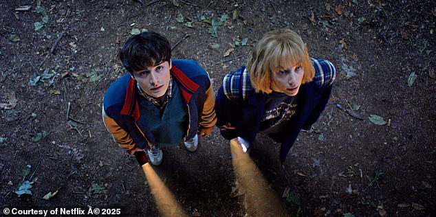 He added: 'So then from January of filming on through the year, I kept texting the Duffers, "Is it done? Did you write it? Is it in 7 or 8? How are you gonna write it?" Eventually, they said they had it, and I read it by the end of the year in August or September' (pictured with co-star Maya Hawke)