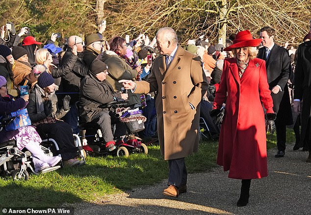 King Charles and Queen Camilla led the royals as they passed crowds of fans waiting for a glimpse of the family on Christmas Day