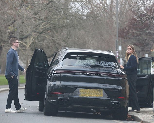 The family looked in great spirits while preparing for the big day - Tilly pictured with boyfriend Henry Farrow