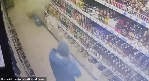 began shooting in a Ukrainian supermarket. The gunman opened fire indiscriminately, triggering panic from shoppers and staff - who 'ducked' and fled the building