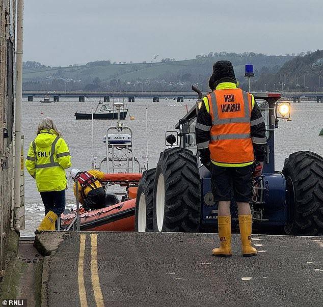 Conditions were so 'challenging' for rescuers that one RNLI lifeboat from Teignmouth had to be diverted down the coast and could only return back to its station this morning