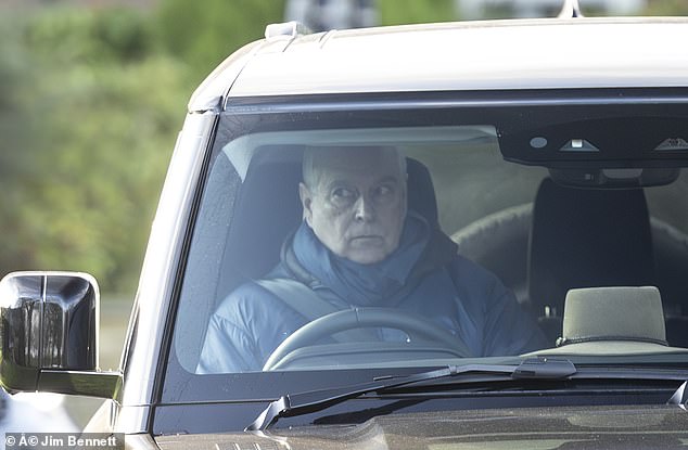 Andrew Mountbatten-Windsor appeared tense and uncomfortable as he broke cover in Windsor, gripping the wheel of his Range Rover while being photographed in public for the first time since the latest allegations emerged