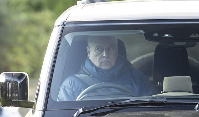 Andrew Mountbatten-Windsor appeared tense and uncomfortable as he broke cover in Windsor, gripping the wheel of his Range Rover while being photographed in public for the first time since the latest allegations emerged
