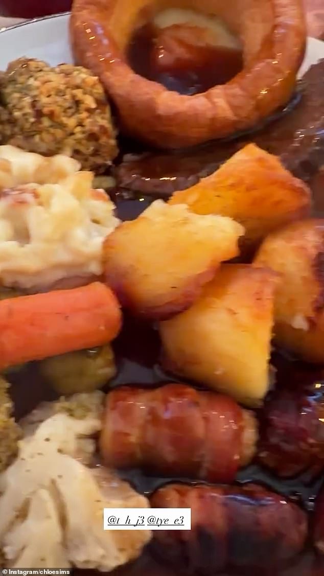 Chloe only shared brief snippets from the festivities at her home