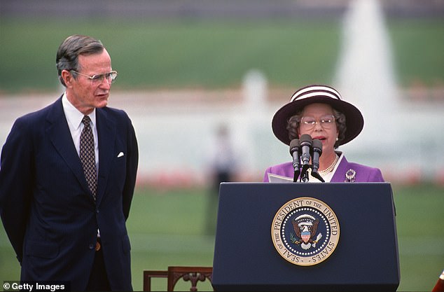 The late Queen Elizabeth visited the US for five state visits, most recently in 2007. (Pictured with former US President George Bush at the White House in 1991)