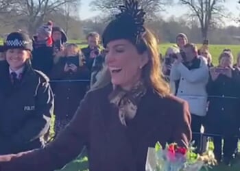 Hilarious moment Princess Kate jokes royal-wisher ate 'too many mince pies' after his chair collapses in front of royal