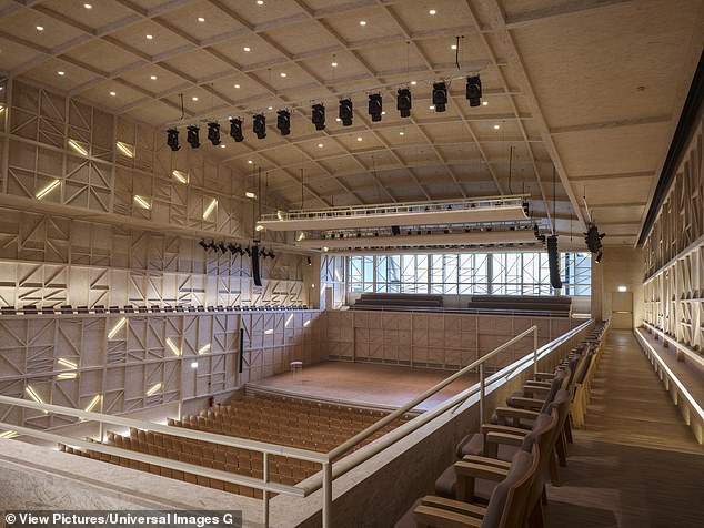 Side elevation of the Concert Hall with a lighting feature