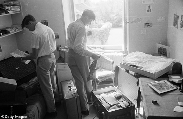 July 18, 1953: Edward George, the Duke of Kent packs his luggage on his last day at Le Rosey, an exclusive boys' school in Geneva