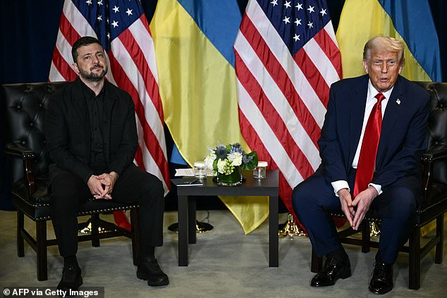 Volodymyr Zelensky will meet the US President tomorrow amid hopes peace can be achieved in Ukraine before the New Year (file photo)
