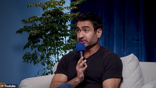 The stand-up comedian further clarified, 'I never met Michelle Obama,' and the podcast host chimed in with, 'Okay so no affair, got it'; Nanjiani seen above on Thursday's podcast episode