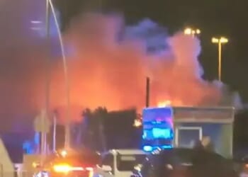 Huge blaze erupts at amusement park in seaside town as residents urged 'close your doors and windows'
