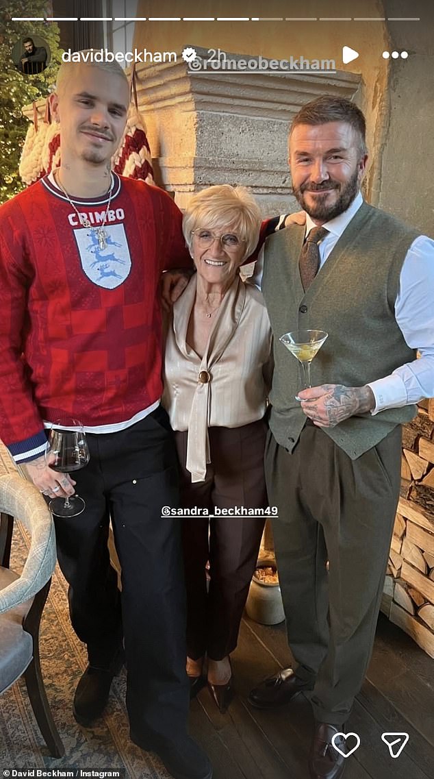 Romeo also featured in the snaps with his grandmother Sandra, David's mother