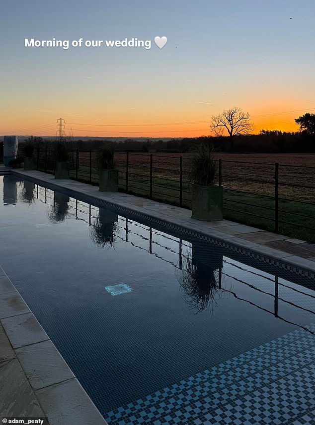 It seemed the turmoil of the fall out with his parents was far from Adam's mind as he took to Instagram nice and early to share a picture of the countryside sunrise ahead of the ceremony