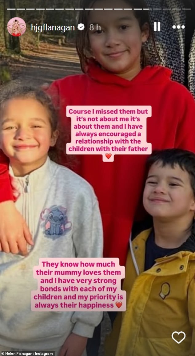 The soap star, 35, who split from the Bristol Rovers footballer in 2022 after 13 years together, confessed she struggled with the thought of not having her children with her on Christmas Day - but insisted she has always encouraged them to maintain a relationship with their father